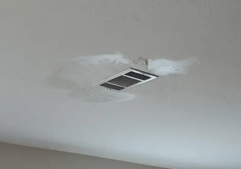 Ceiling water damage below an attic air handler in Woodstock, GA