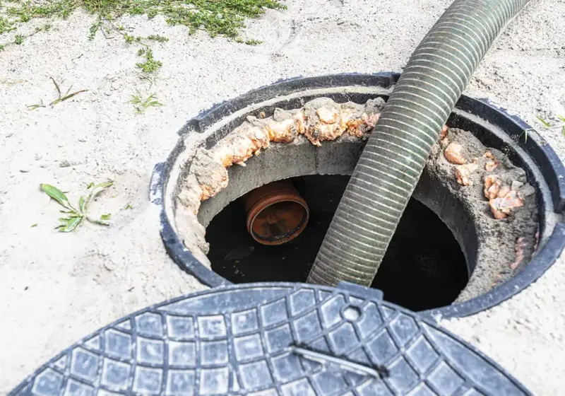 Septic backup water in a lower level near Woodstock, GA